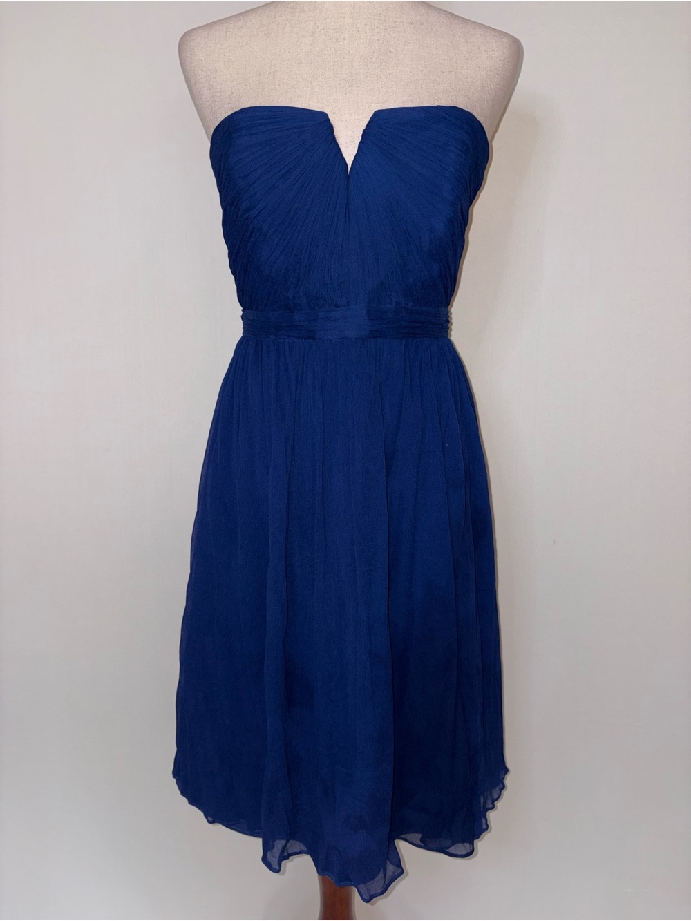 J Crew Silk Chiffon Nadia Strapless Dress in Bright Navy Size 10